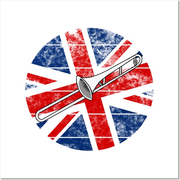 Trombone UK Flag Britain Trombonist British Musician Wall Art by doodlerob